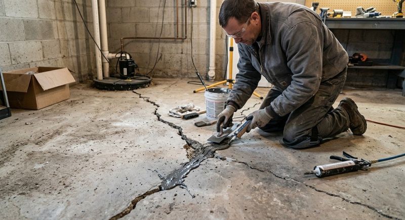 Cracked Basement Floor Repair in London, KY