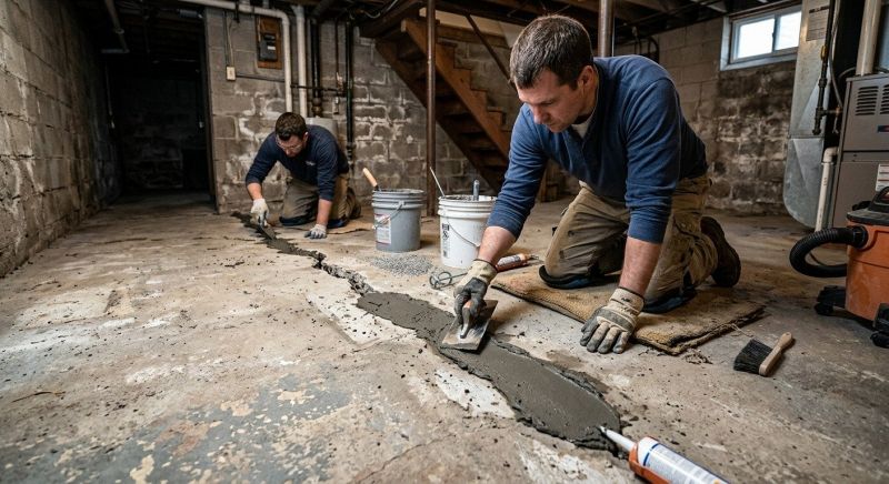 Cracked Basement Floor Repair in London, KY